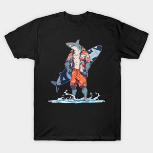 Meh Hawaiian Anime Shark Surfer T-Shirt